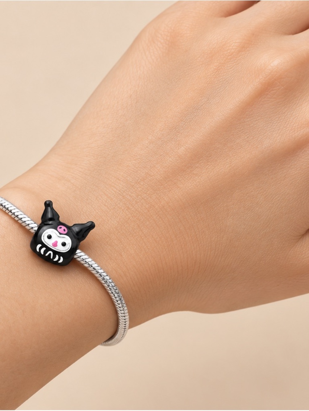 Black Cat Charm Bead Bracelet
